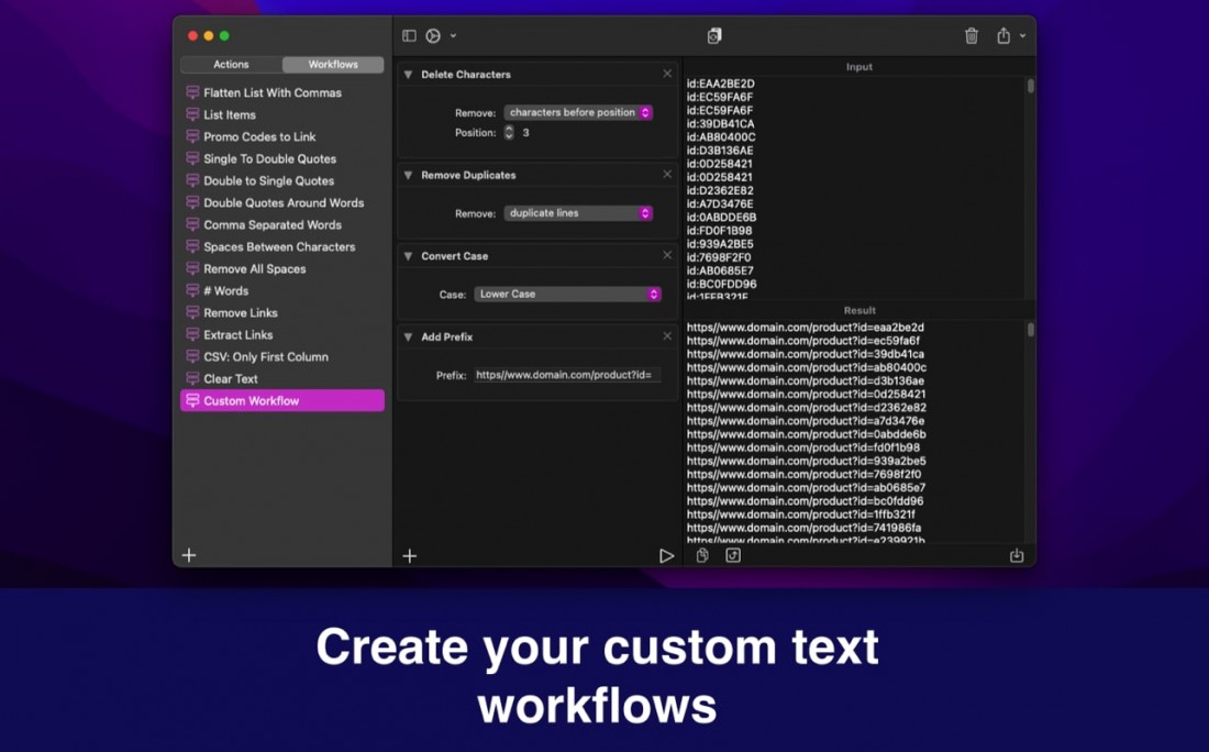 Mac文本转换工具Text Workflow for macOS中文版,Text Workflow,Text Workflow中文版,Text Workflow中文官网,Text Workflow官方网站,Text Workflow破解版,Text Workflow激活版,Text Workflow注册版,Text Workflow注册码,Text Workflow注册机,Text Workflow免费版,Text Workflow下载,Text Workflow中文下载