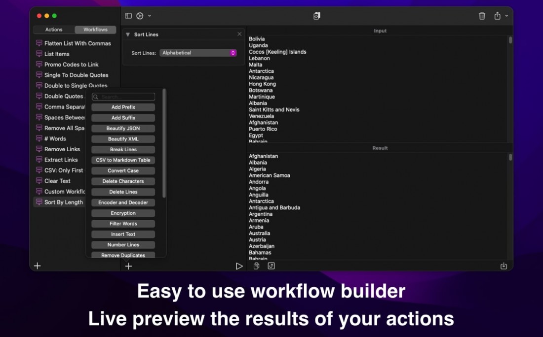 Mac文本转换工具Text Workflow for macOS中文版,Text Workflow,Text Workflow中文版,Text Workflow中文官网,Text Workflow官方网站,Text Workflow破解版,Text Workflow激活版,Text Workflow注册版,Text Workflow注册码,Text Workflow注册机,Text Workflow免费版,Text Workflow下载,Text Workflow中文下载