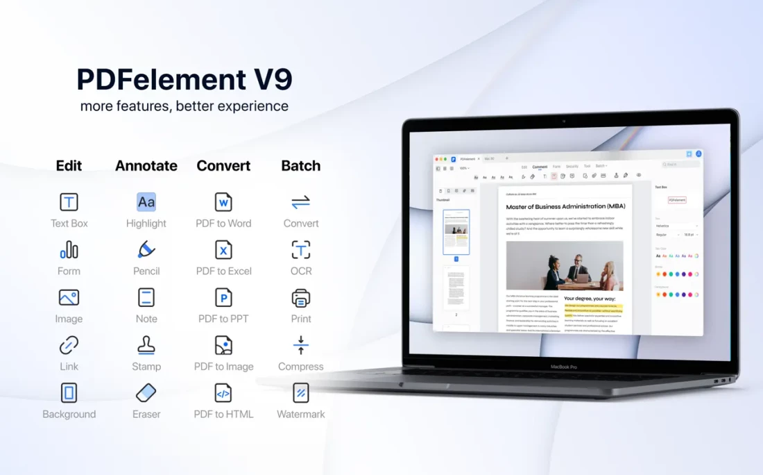 最好用的mac电脑PDF编辑工具万兴Wondershare PDFelement Pro 9.2.1 (OCR) for macOS专业版免费下载